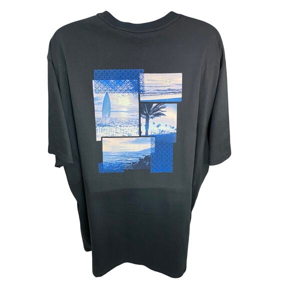 Tommy Bahama Graphic T-Shirt – Men’s 3XLB, Black Cotton, Surfboard Beach Scene - Picture 1 of 9